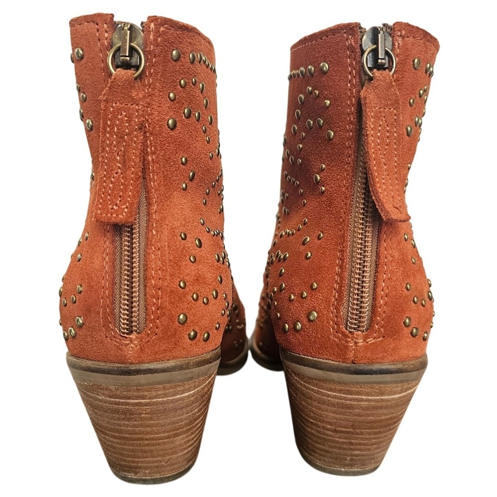 Dingo Burnt Orange Suede Studded Western‎ Ankle Boots Size 10 Cowgirl Booties - Picture 5 of 11